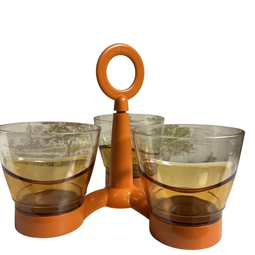 Vintage Tupperware Sheerly Elegant Condiment Caddy Orange